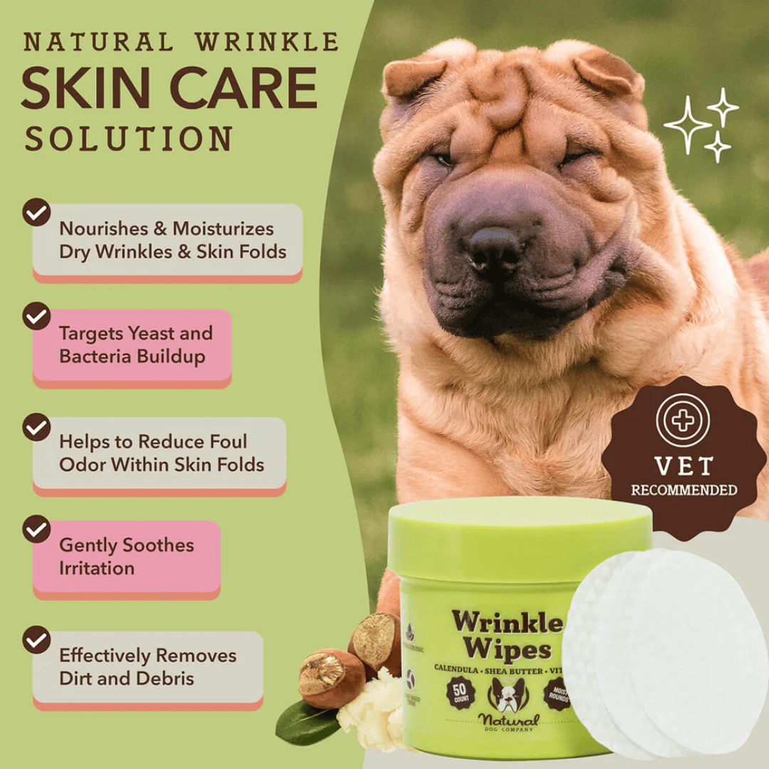 Some key benefits of the Natural Dog Company Wrinkle Wipes