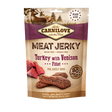 Carnilove Turkey with Venison jerky dog treats. The packaging is against a white background.