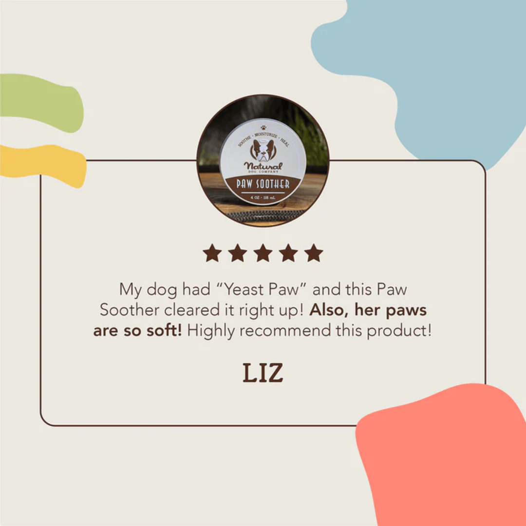 A review of the Natural Dog Company Paw Soother balm. they gave it 5 stars