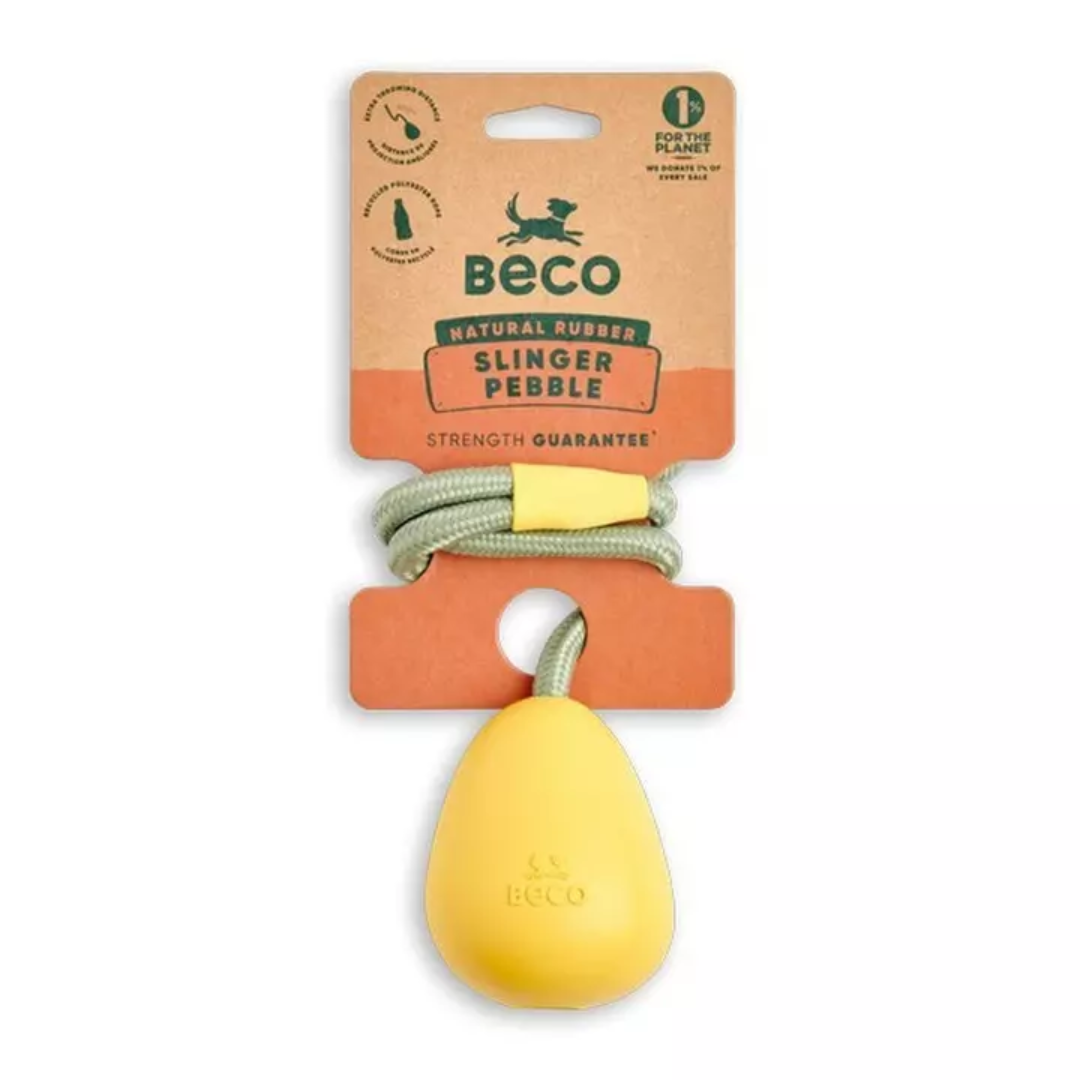 Beco Yellow Rubber Slinger Pebble in pacakging