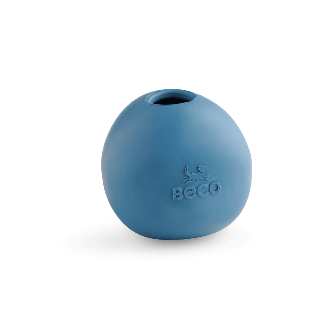 Natural rubber wobble ball for dogs.