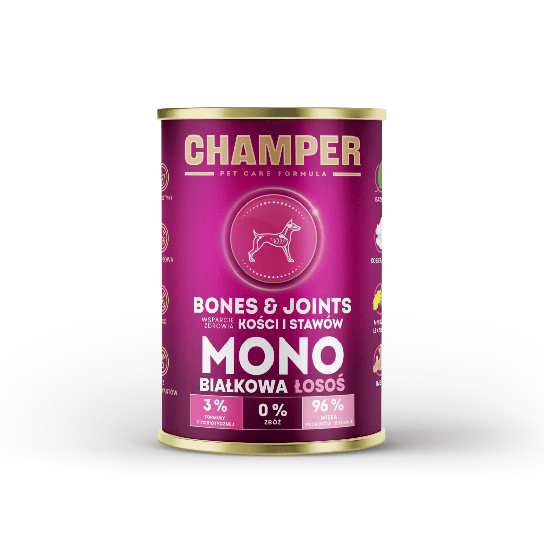 Champer Salmon Bones and Joints wet dog food.