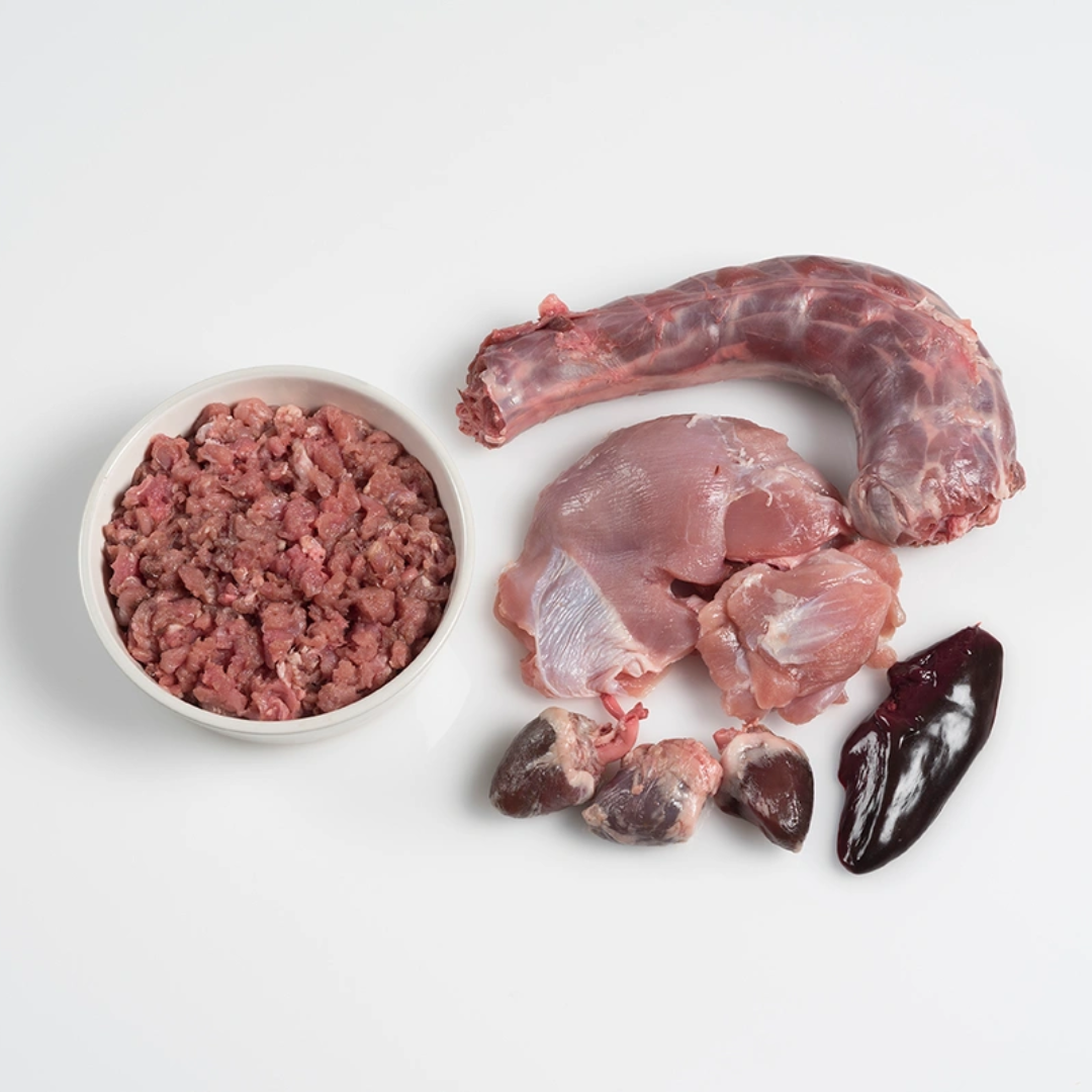 Raw Ingredients in Paleo Ridge Classic Turkey beside a bowl of the minced ingredients.