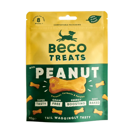Beco Peanut with Coconut & Turmeric Dog Treats 70g against a white background