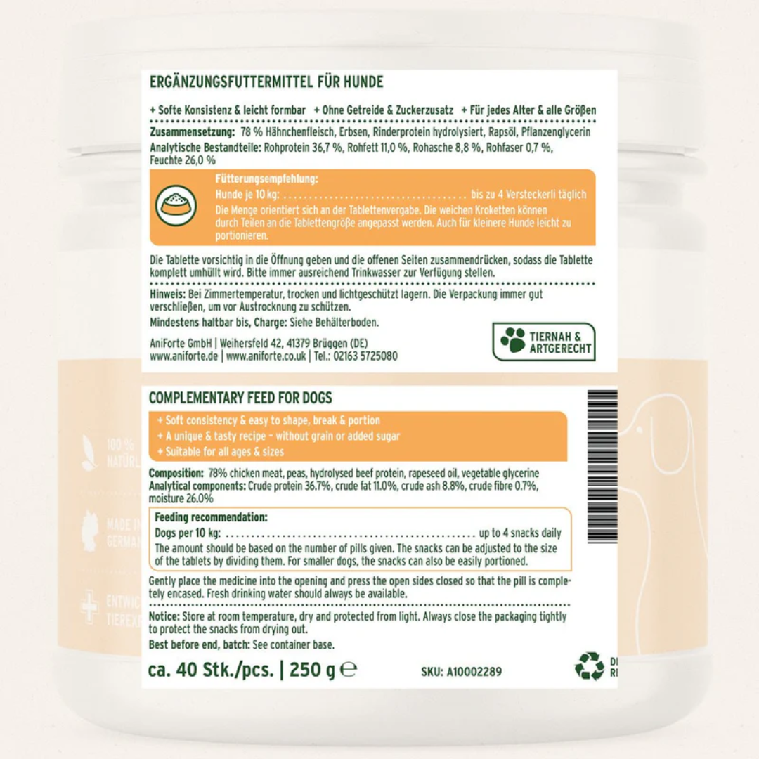 Aniforte Hideaway Snack label