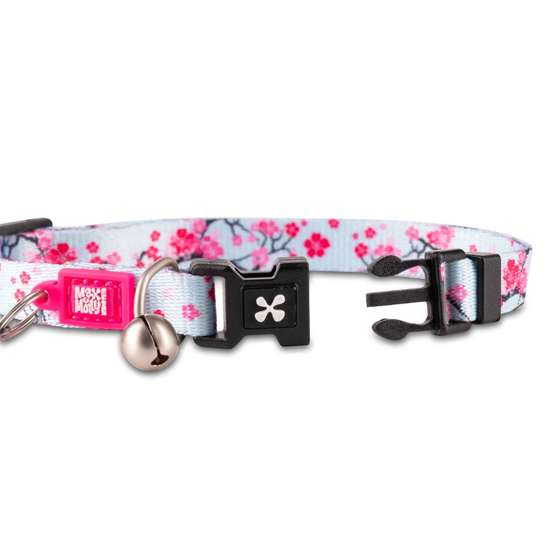 Close view of the buckle of a Max and Molly Cherry Blossom Smart ID Cat Collar