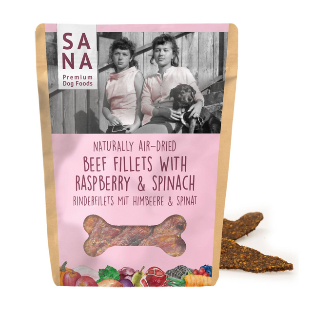 Sana Air Dried Beef Fillet Treats with Raspberry and Spinach