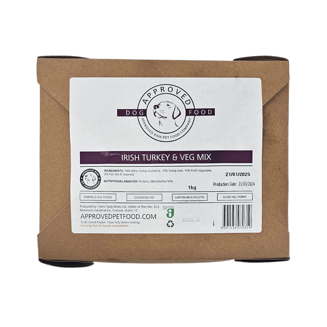 Approved Raw Dog Food Irish Turkey and Veg
