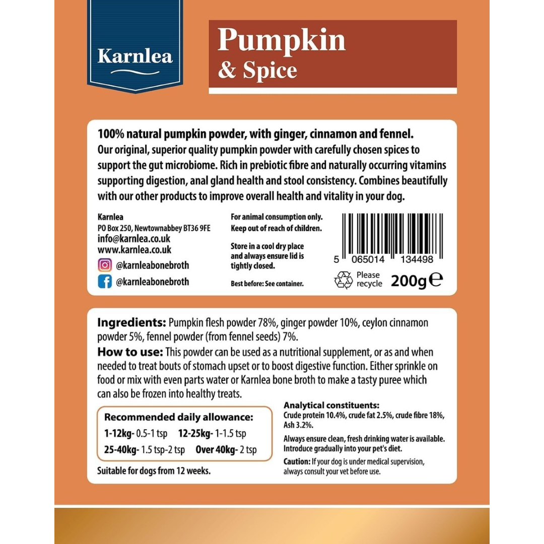 Karnlea Pumpkin & Spice Powder packaging.