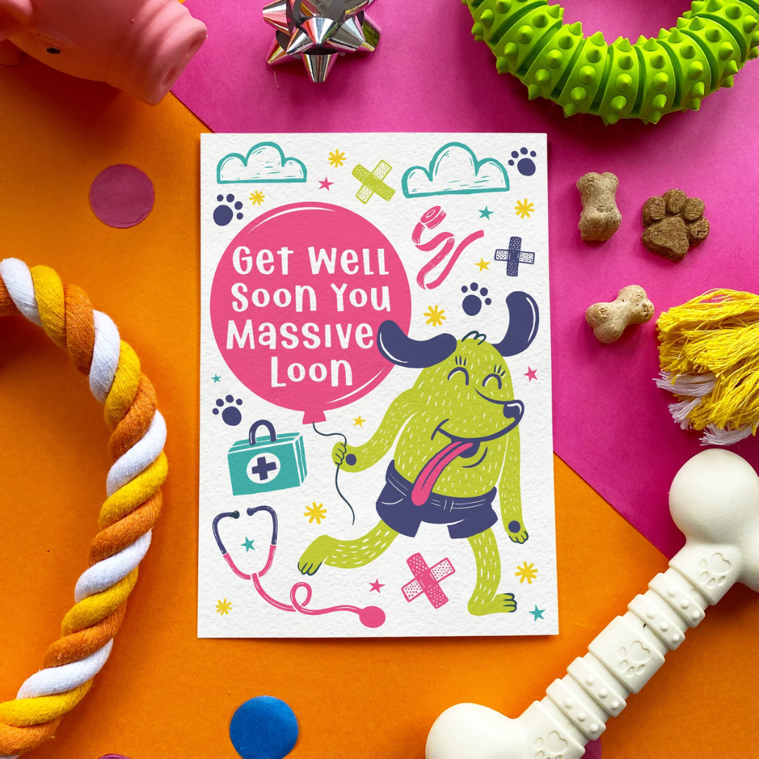 Scoff Paper Edible Cards for Dogs - Get Well Loon