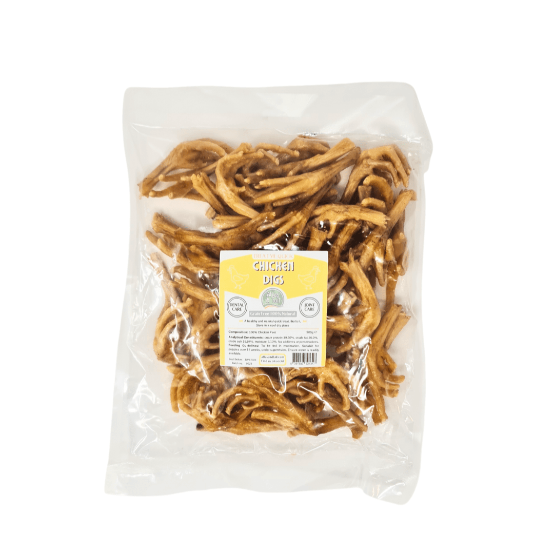 Package of chicken digs with a label on a white background