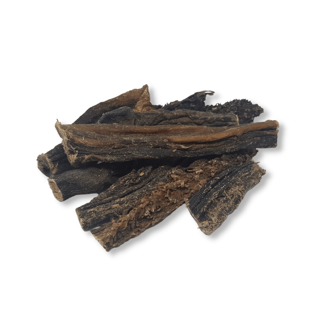 Dried beef bark/ beef tripe on a white background