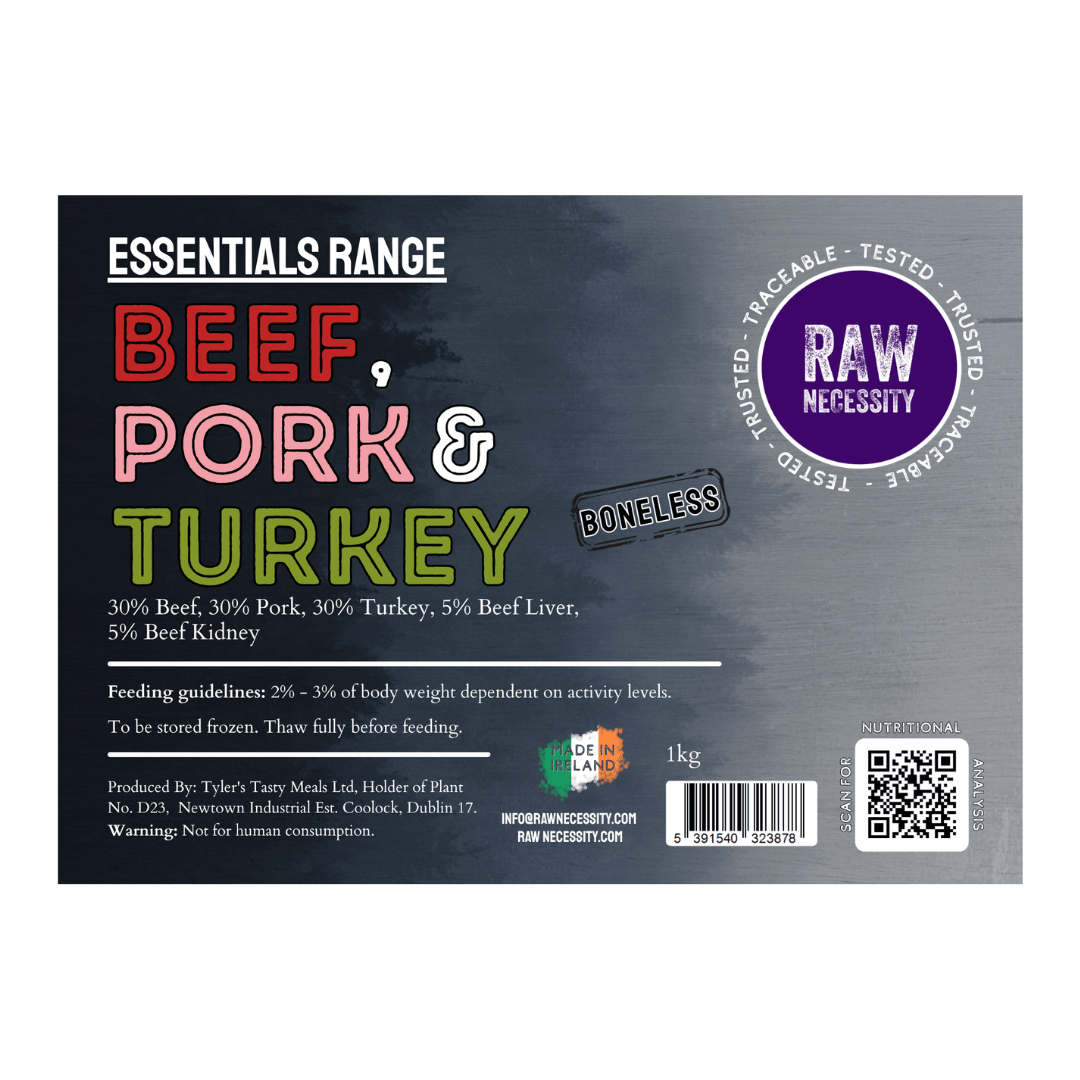 Raw Necessity Essentials | Boneless Beef, Pork and Turkey 1kg