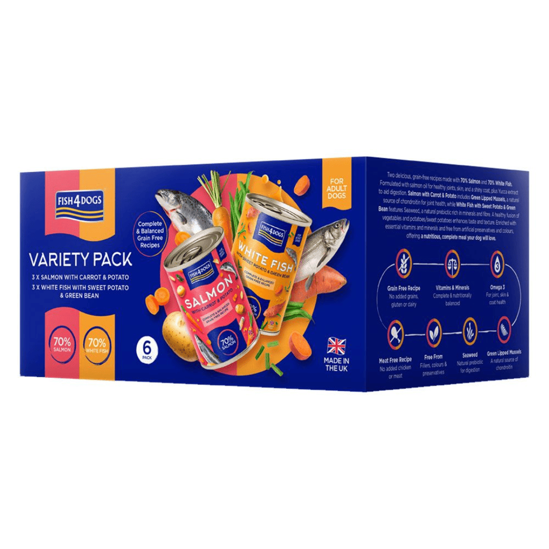 Fish 4 Dogs Wet Dog Food Variety Pack | 6 Tins
