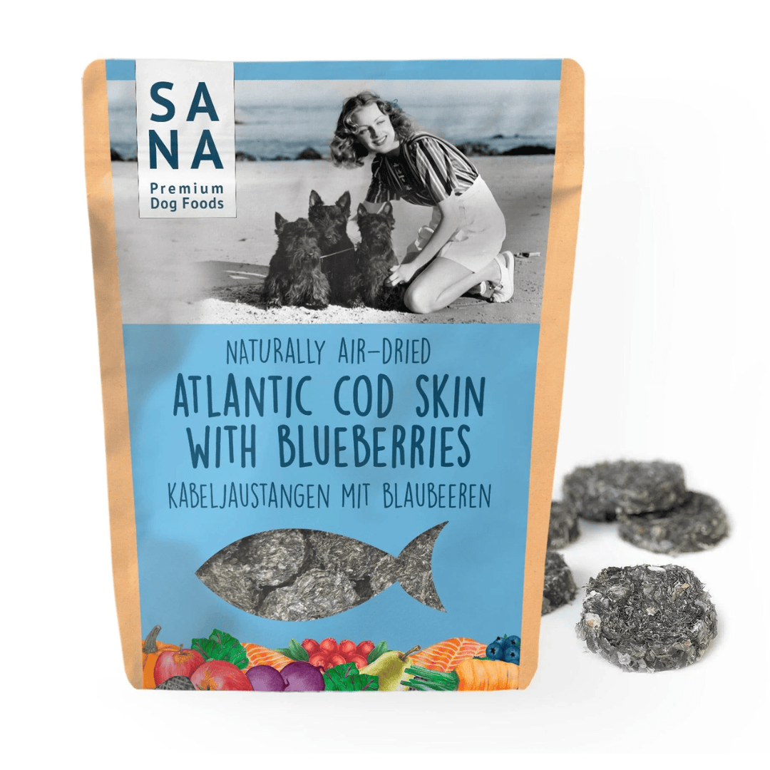 Sana Air Dried Cod Skins Medallions with Blueberries