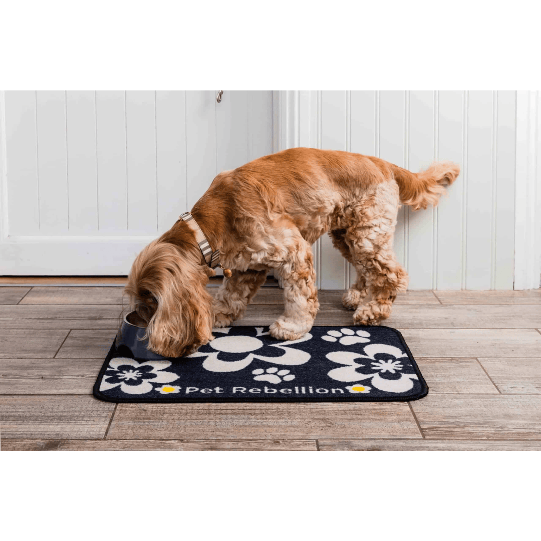 Dinner Mate Feeding Mat Black Flower