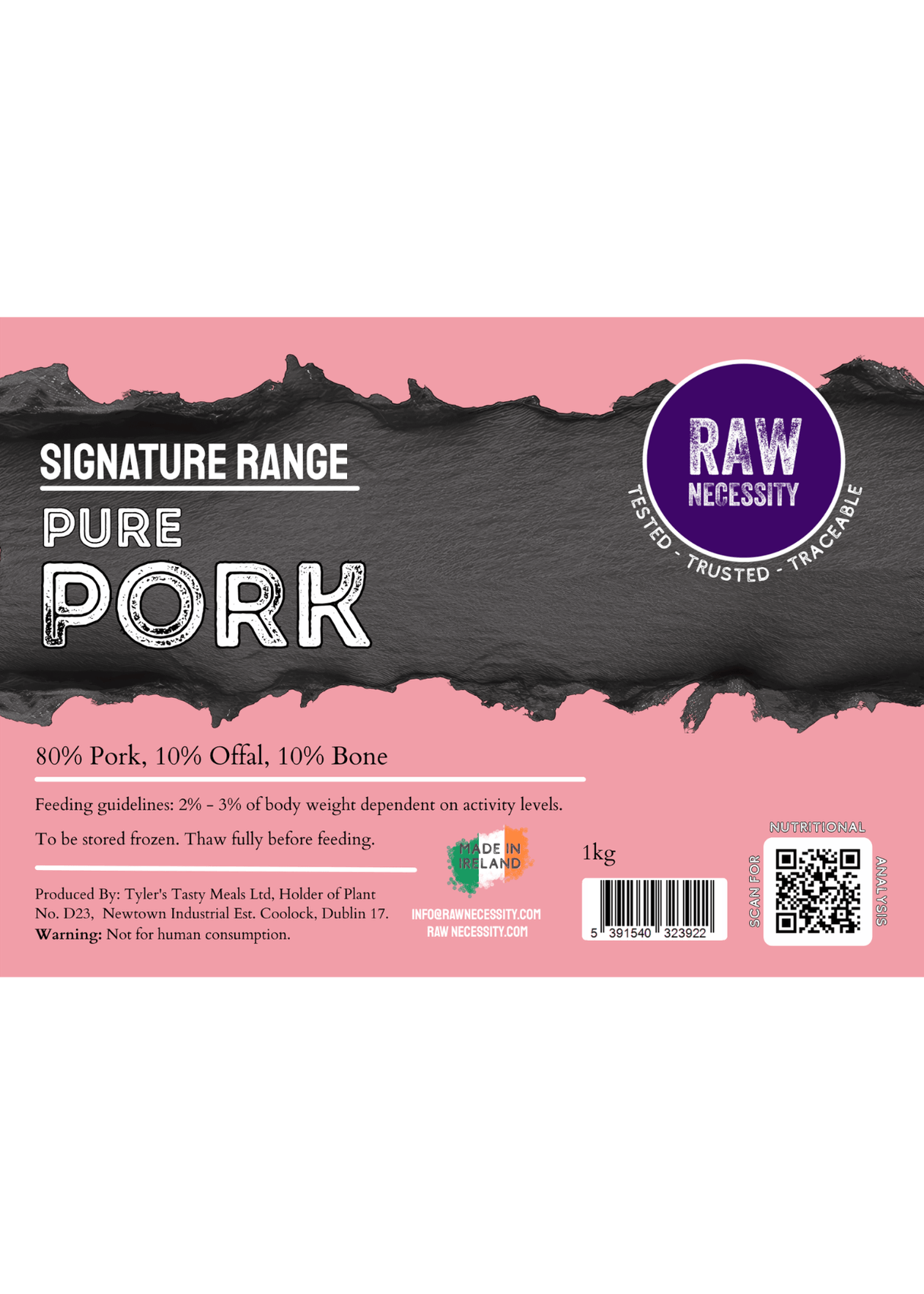 Raw Necessity Signature Pork 80:10:10 1kg