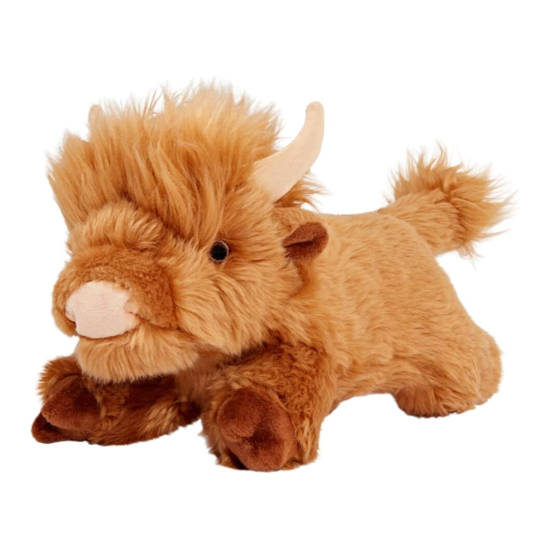 Fluff & Tuff Shaggy Hyland Cow Plush Dog Toy