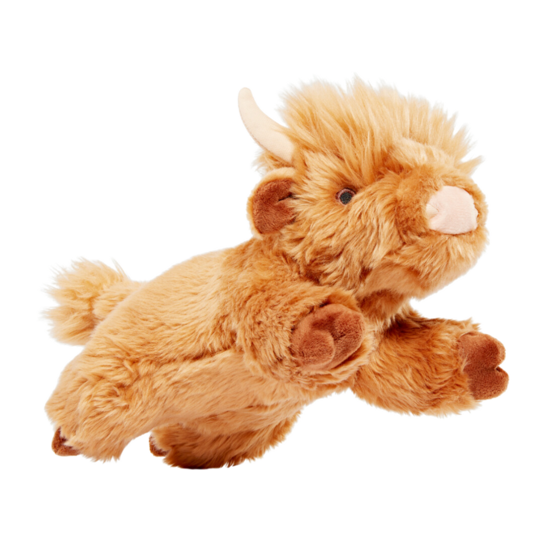 Fluff & Tuff Shaggy Hyland Cow Plush Dog Toy