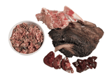 Raw ingredients for Paleo Ridge Classic Range Beef Tripe and Chicken.