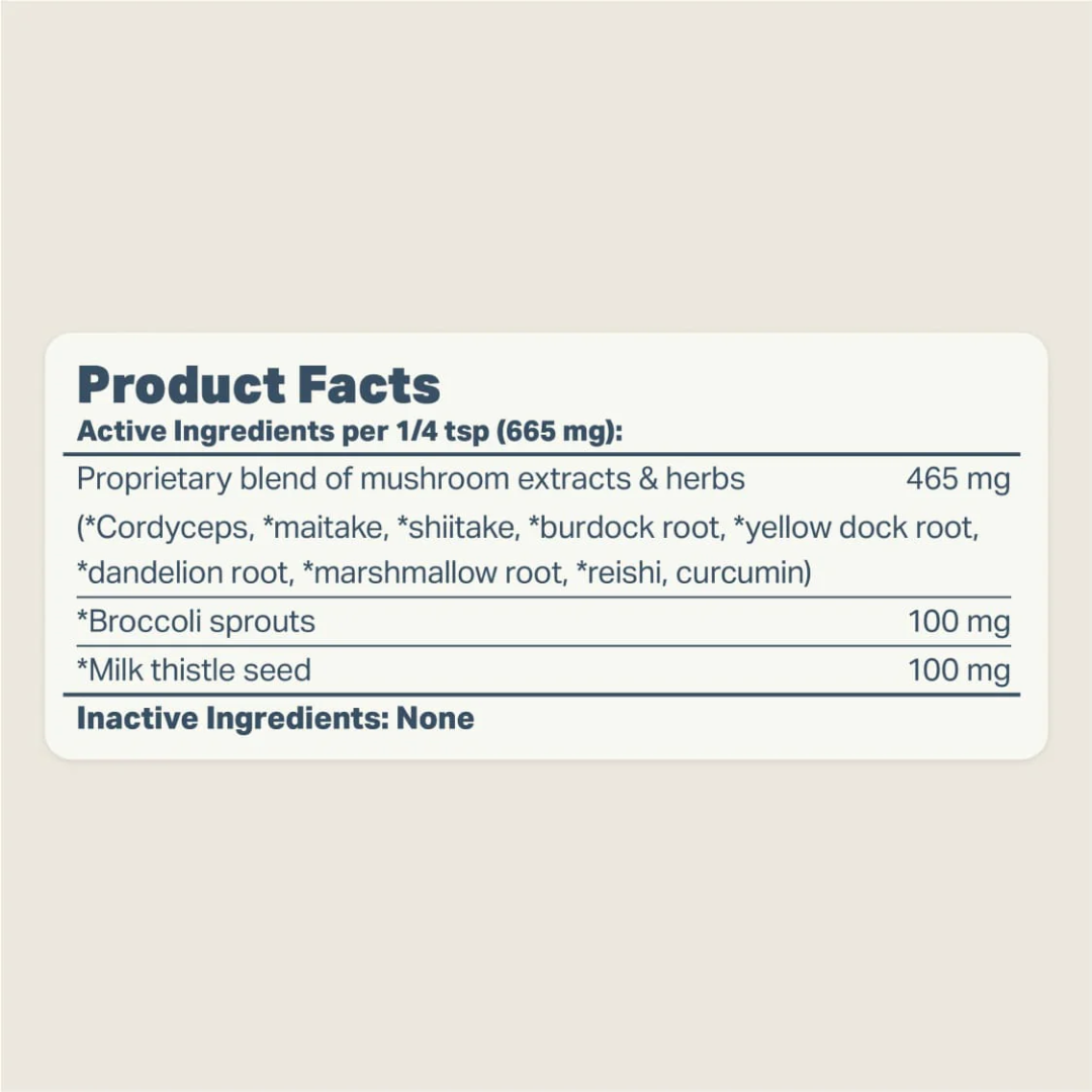 The nutritional analysis of the Four Leaf Rover - Liver & Kidney Clean - Natural Detox Support for Dogs 39.9g