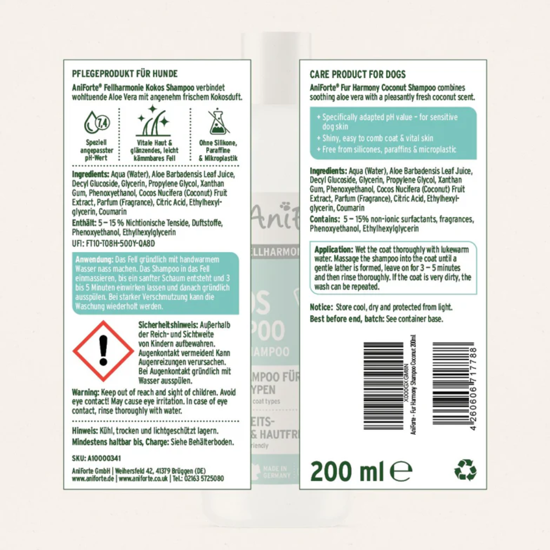 AniForte Fur Harmony Coconut Shampoo for Dogs