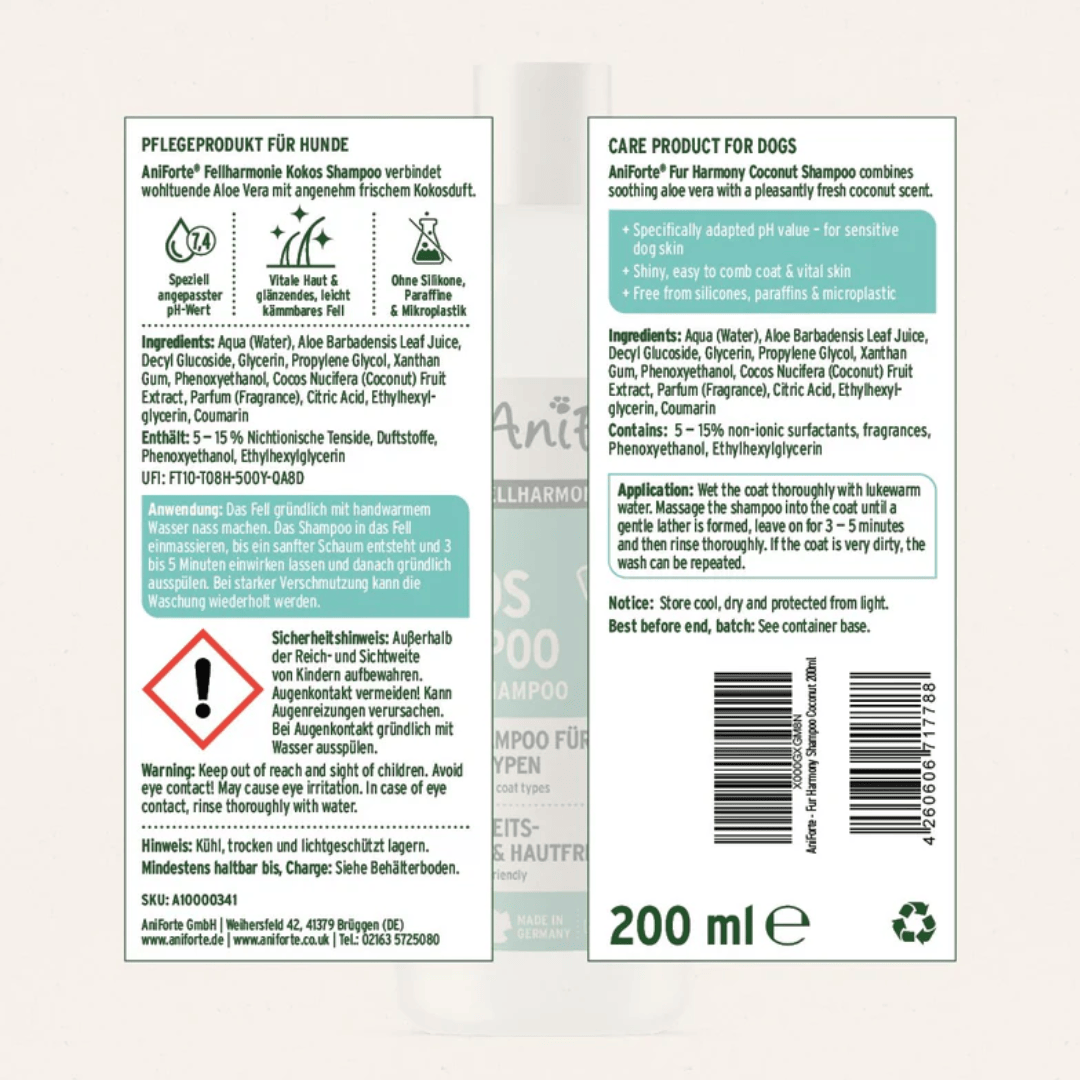 AniForte Fur Harmony Coconut Shampoo for Dogs