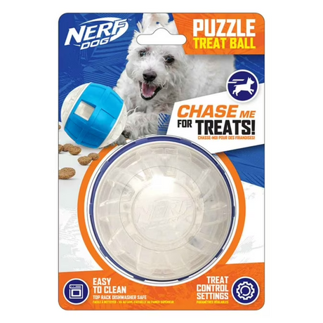 Nerf Puzzle Slow Feeder Ball in it's Packaging.