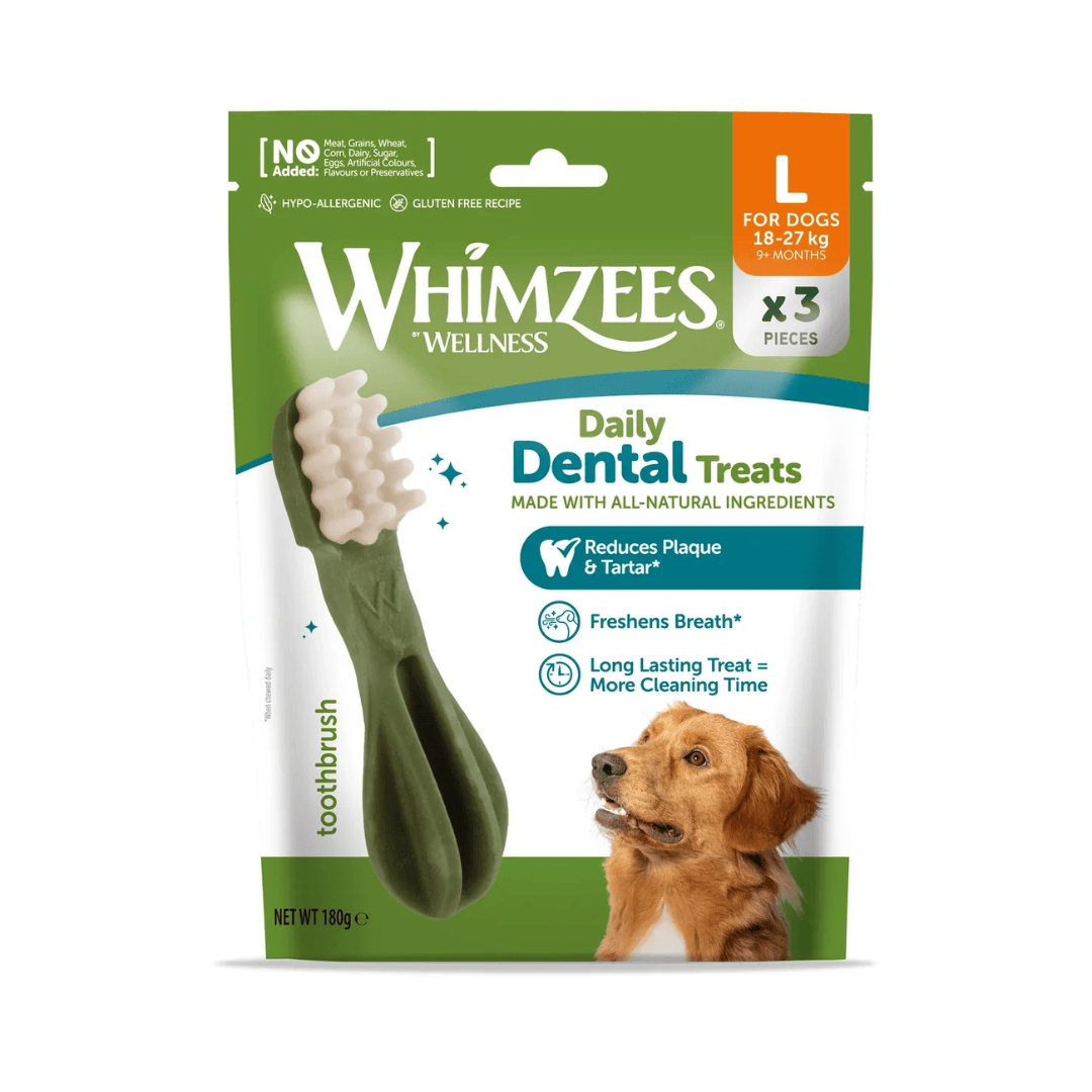 Whimzees Daily Dental Treats Toothbrush 3 Pack - Large Dogs