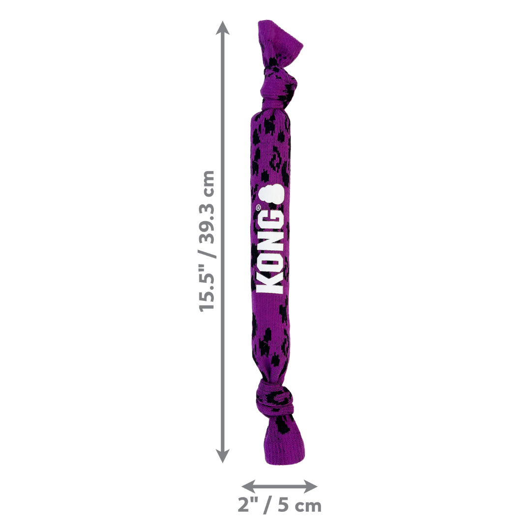 Kong Crunch rope for cats against a white background. The length is 15.5" the width 2".