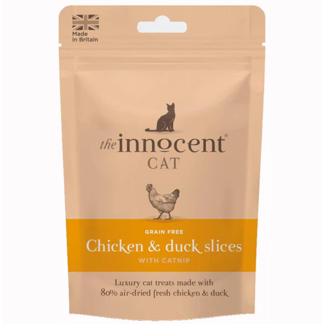 innocent Cat Chicken & duck slices against a white background.