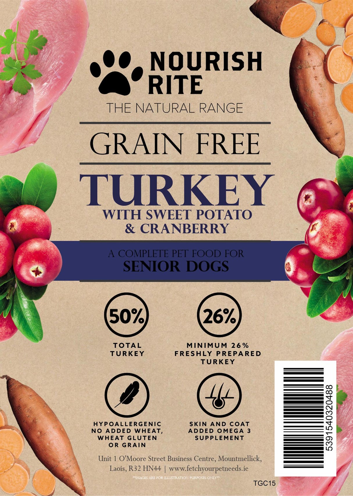 Nourish Rite Grain Free Light / Senior Dog Food - Turkey