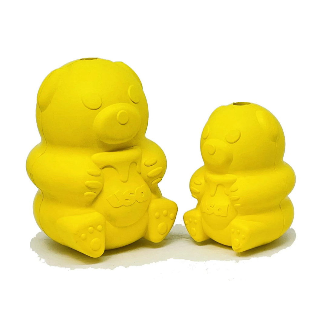Sodapup Honey Bear Chew Toy in sizes large and medium