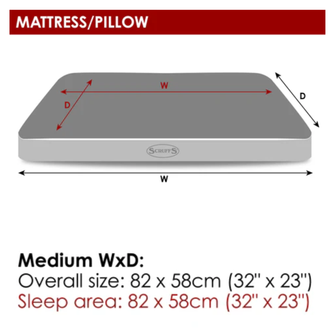 Detailed size guide for the Scruffs Cosy Couch Medium.