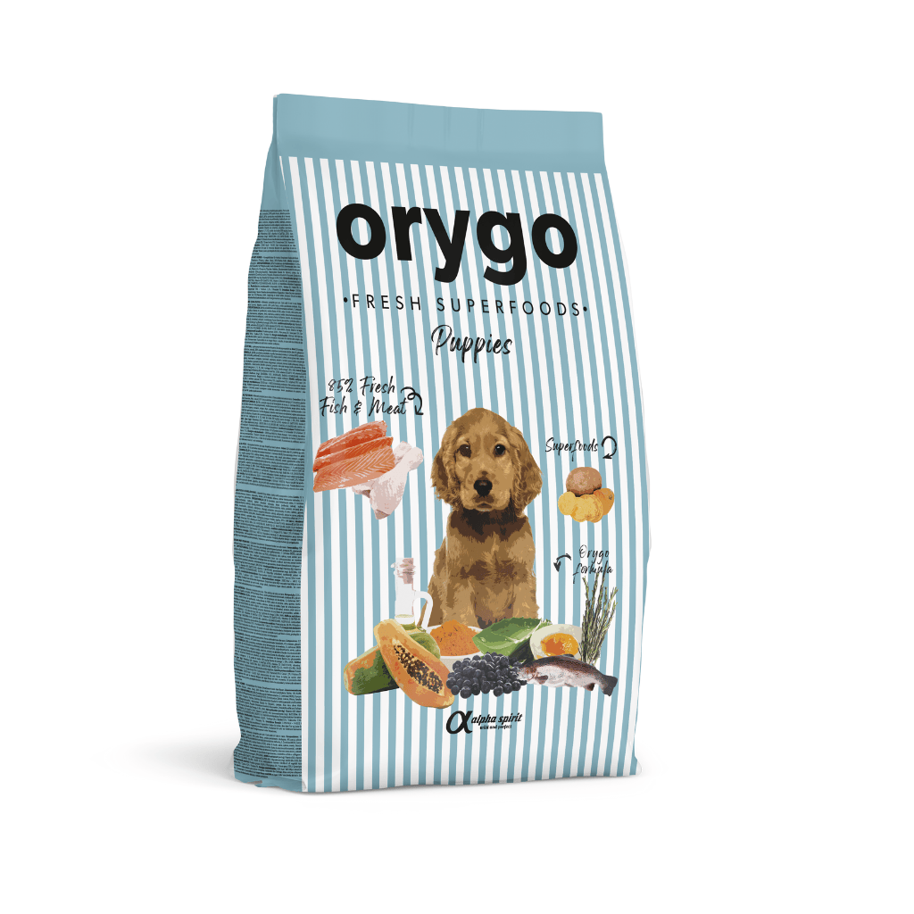 8kg bag of Orygo Cold Pressed Puppy Food with Superfoods.