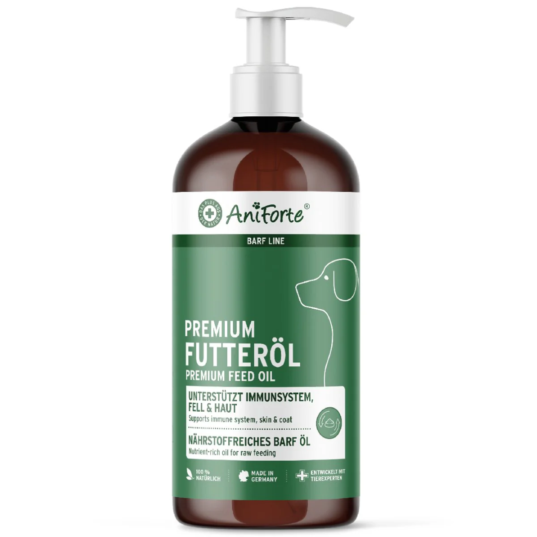 Aniforte Premium Feed Oil 1000ml. The bottle has a pump top and is against a white background