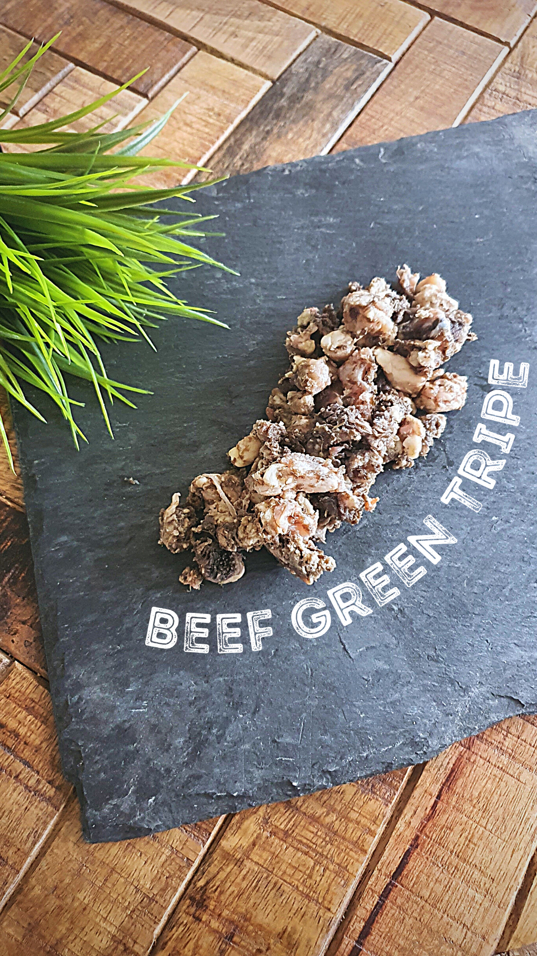 Raw Necessity Beef Tripe on slate.