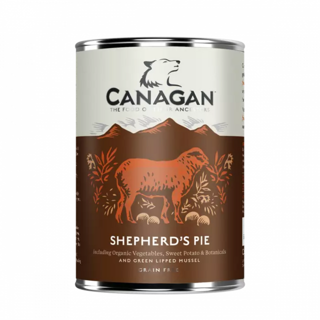 Canagan Shepherd's Pie Wet Dog Food 400g. Against a white background.