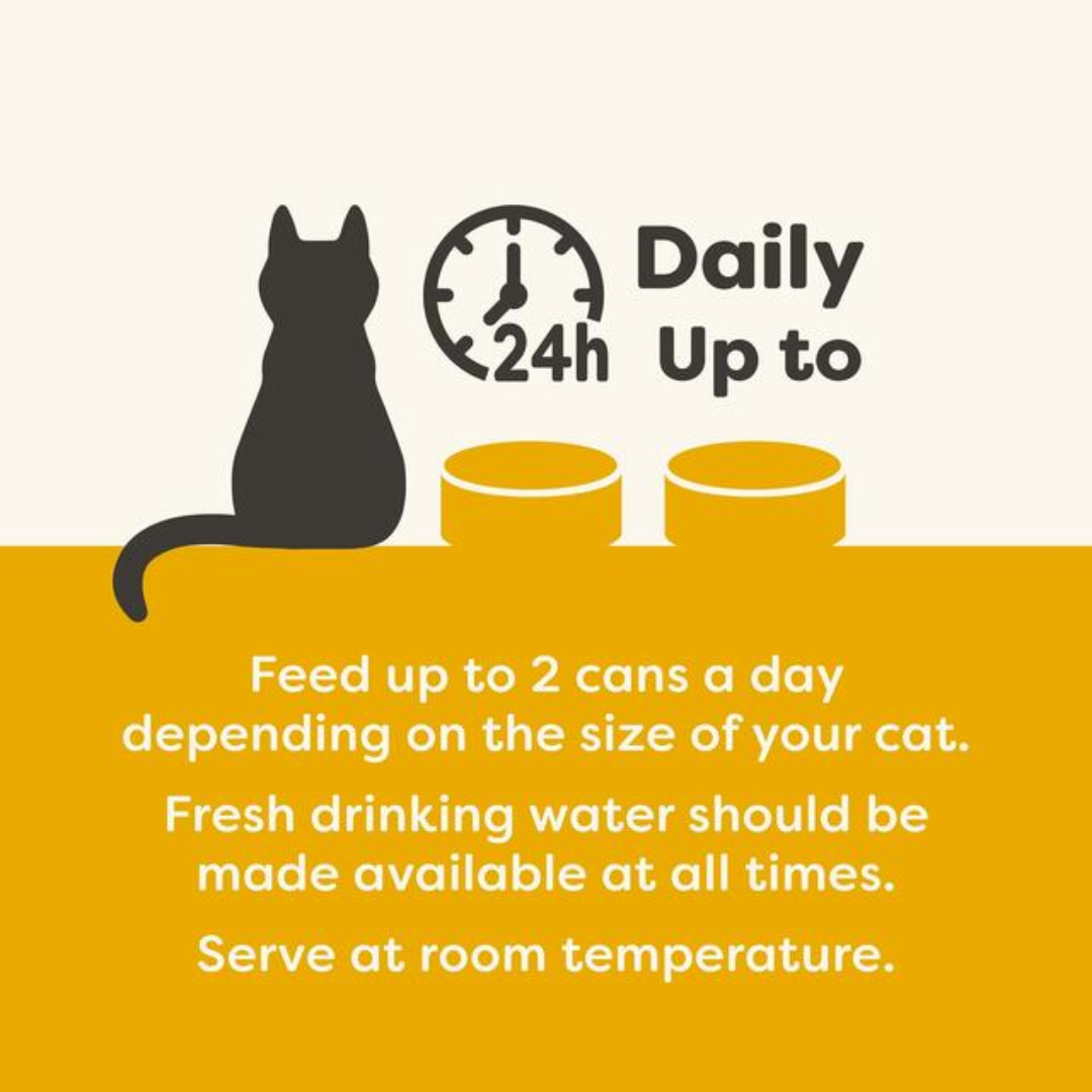 Feeding guidelines for Applaws Cat Tin Multipack chicken collection. Feed up to two tins per cat per day. Vary depending on the size of your dog