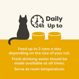 Feeding guidelines for Applaws Cat Tin Multipack chicken collection. Feed up to two tins per cat per day. Vary depending on the size of your dog