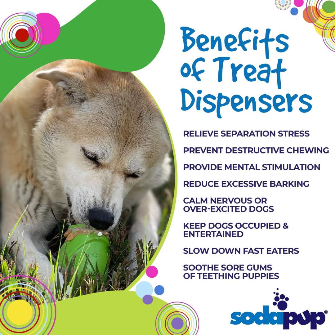 Some key benefits of treat dispensers like the SodaPup Gnome Chew and Treat Dispenser from the Sodapup website