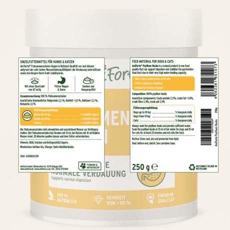 The label off the the Aniforte Psyllium Husks. 