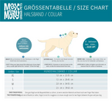 Size chart for Max and Molly dog collars.