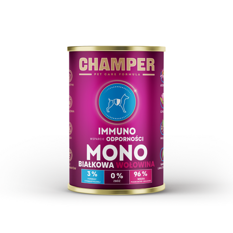 96% Beef Champer immunity dog food.
