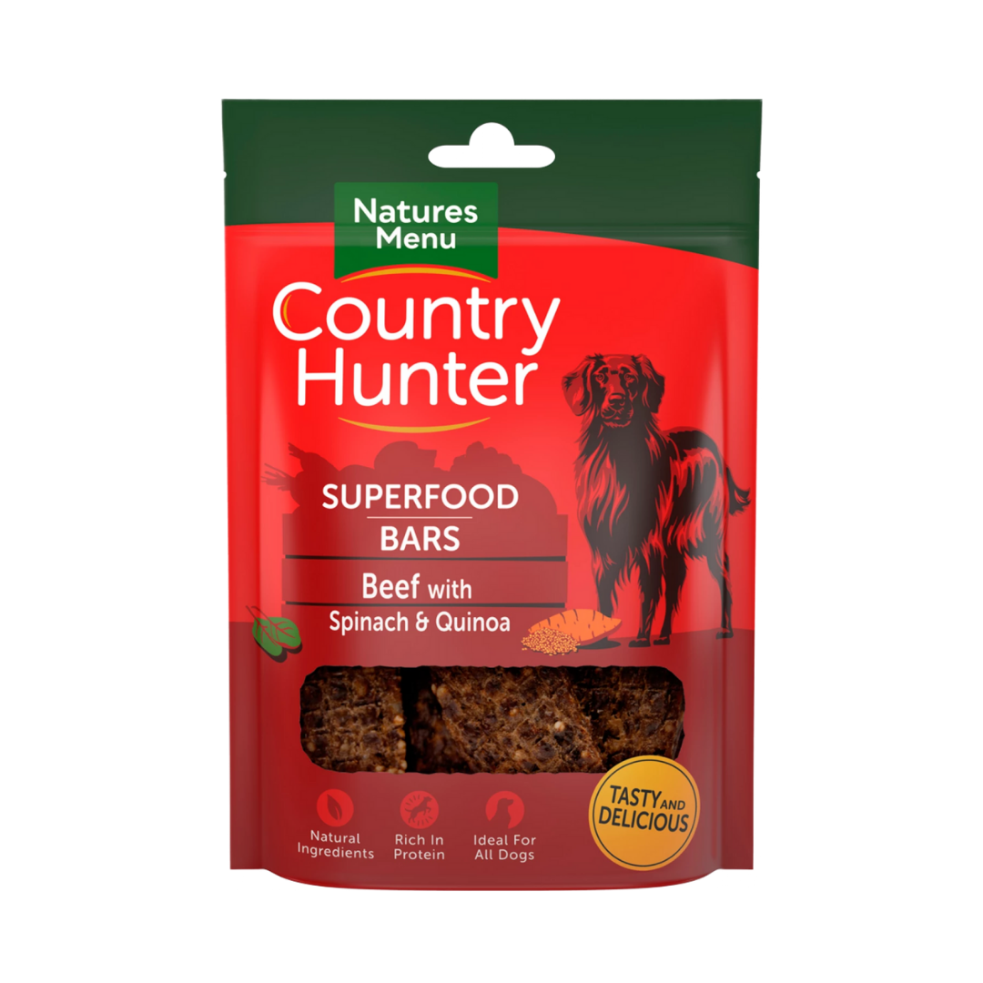 Country Hunter Beef Superfood Bars against a white background. 