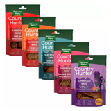 The Country Hunter Superfood bar range, front to back, Turkey, Salmon & White Fish, Duck, Chicken and, Beef.