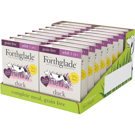 The multipack of Forthglade Duck grain free wet dog food trays