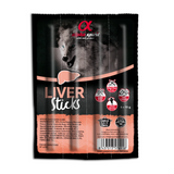 Alpha Spirit Liver Sticks Dog Treats 4 pack against a white background 
