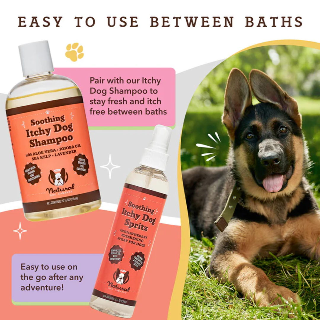 Easy to use between baths. Pair it with the Natural Dog Company Soothing Itchy Dog Shampoo.