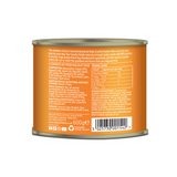 The back of the Country Hunter Salmon & Chicken Dog Food Tin 600g packaging. All Information is displayed here.